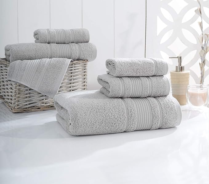 Personalize Your Towels with Custom Embroidery: Names, Monograms, and Initials. Perfect For Kids, Adults, Travel, Gifts, 6-Piece Towel Set; 2 Bath Towels, 2 Hand Towels, and 2 Wash Cloths - Grey
