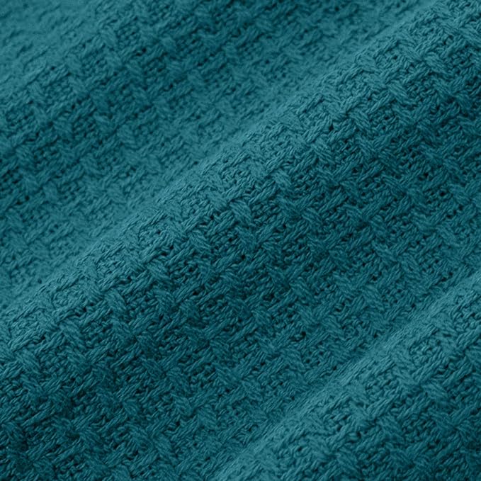 Sweet Home Collection 100% Fine Cotton Blanket Luxurious Weave Stylish Design Soft and Comfortable All Season Warmth, Full/Queen, Teal(Pack of 1)