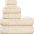 GLAMBURG 100% Cotton Ultra Soft 6 Pack Towel Set, Contains 2 Bath Towels 28x55 Inches, 2 Hand Towels 16x24 Inches & 2 Wash Coths 12x12 Inches, Compact Absorbent Lightweight & Quickdry - Ivory