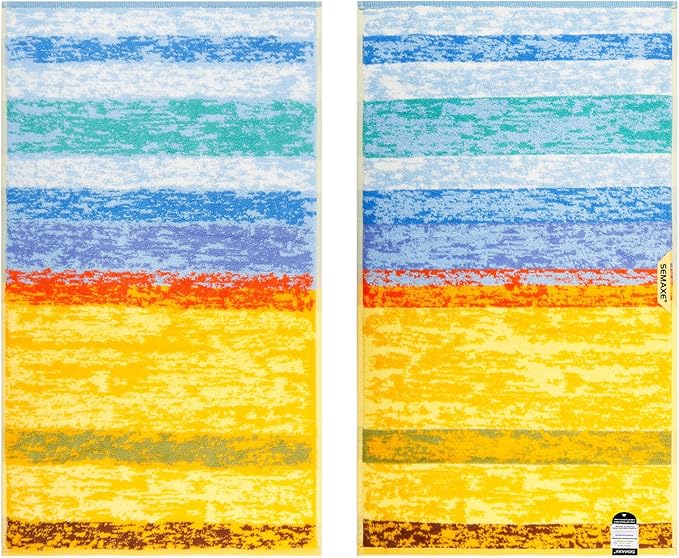 SEMAXE Colorful Striped Bath Towel, 100% Cotton Bath Towel with Hanging Loop, 55 x 27 Inch, Soft Absorbent & Quick Dry, for Bathroom & Travel