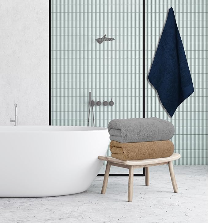 Large Bath Towels Pack of 6 – 24" x 50", 100% Cotton Terry – Soft, Quick-Dry & Highly Absorbent – Multi Assorted Towels for Bathroom, Spa, Shower, Pool & Daily Use