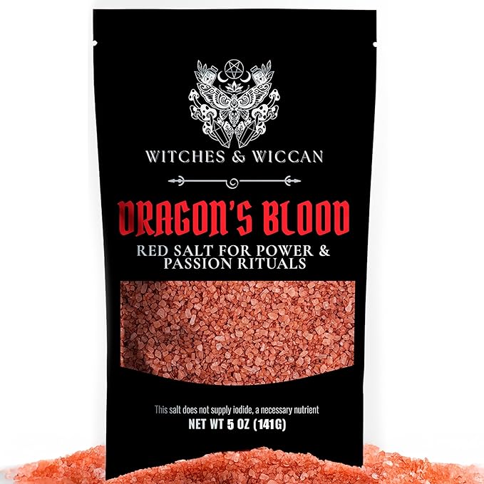 Red Dragon’s Blood Sea Salt for Power, Passion & Protection – Natural Real Salt Ideal for Witchcraft Rituals, Candle Magic & Energy Work – 5 Oz Bag, Witches & Wiccan