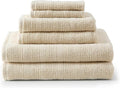 Martha Stewart - Bath Towels, Soft & Absorbent 100% Cotton Towels, Solid 500 GSM, 6-Piece Bathroom Towel Set with Textured Weave (Bedford Cottage Beige)