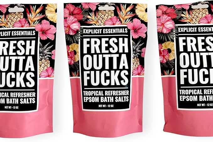 Explicit Essentials Tropical Refresher Epsom Bath Salts, 12 oz, Pink
