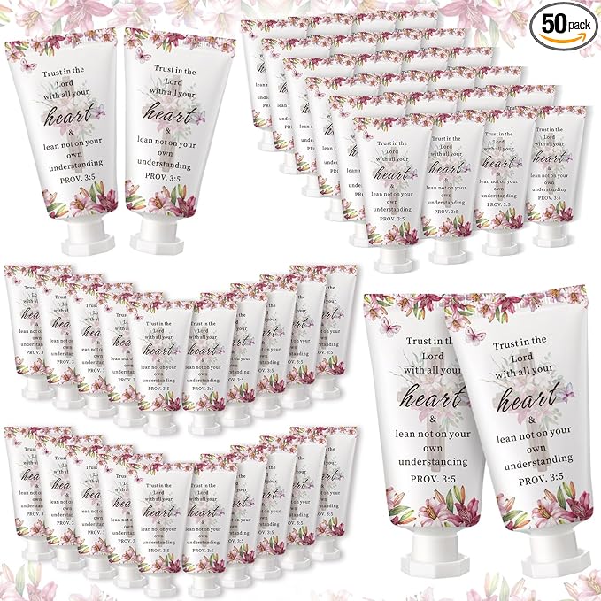 50 Pack Christian Hand Lotion Bulk Gifts for Women Mother's Day Gifts Bible Mini Travel Hand Lotion for Women Church Appreciation(Christmas)