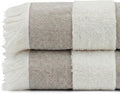 Lightweight Turkish Beach Towel - 100% BCI Cotton, Unbleached Raw Fringe, Oeko-TEX Certified, Absorbent, Eco-Friendly, 36x66”, Brown & Natural Stripes, Portable Sarong Blanket for Pool, Travel