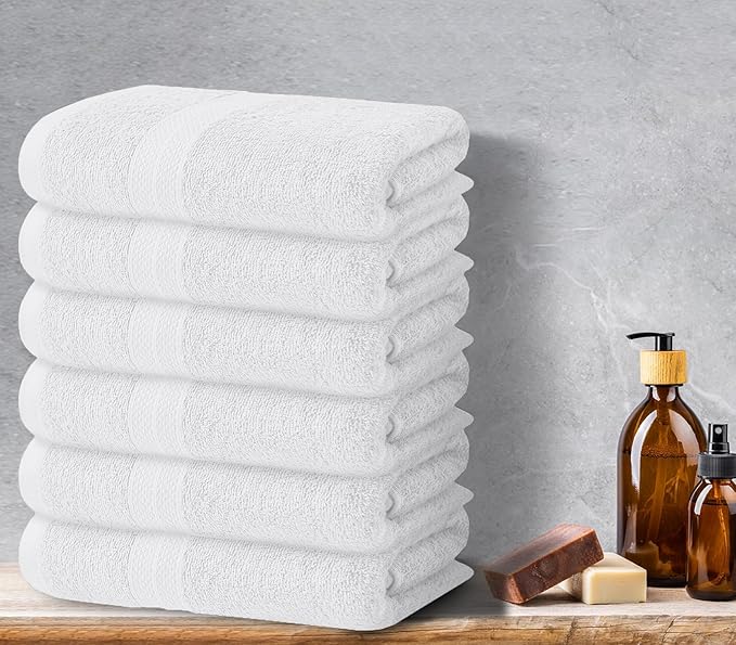 Avalon Towels Bath Towels for Bathroom 100% Cotton White Bathroom Towels Pack of 12 (24x48 inches) - Quick Drying Bath Towels Set Small, Light Weight & Absorbent Perfect Gym & Pool Towel Set