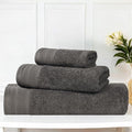 Superior Honeycomb Cotton Medium Weight Towels, for Guest Bath, Master Bathroom, Shower, Quick Dry, Adults, Home Essentials, Textured Waffle Border, Assorted Towel Set, 3 Piece Towel Set, Gunmetal