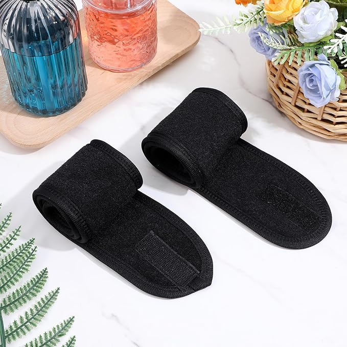 30 Pack Spa Headband Adjustable Facial Head Wrap for Women Black Hair Band for Makeup, Washing, Shower, Yoga, and Skincare