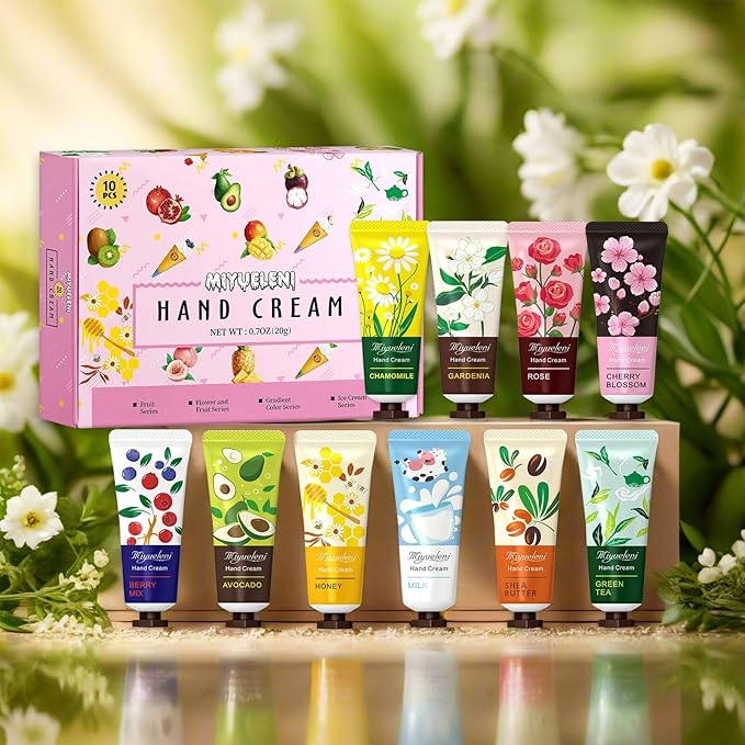 10 Pack Hand Cream Gift Set, Mothers Day Gifts,Moisturizing Hand Lotion Travel Size for Dry Hands, Gifts for Women&Teen Girls, Teacher Appreciation Gifts, Nurses Week Gifts, Mini Bulk Gifts