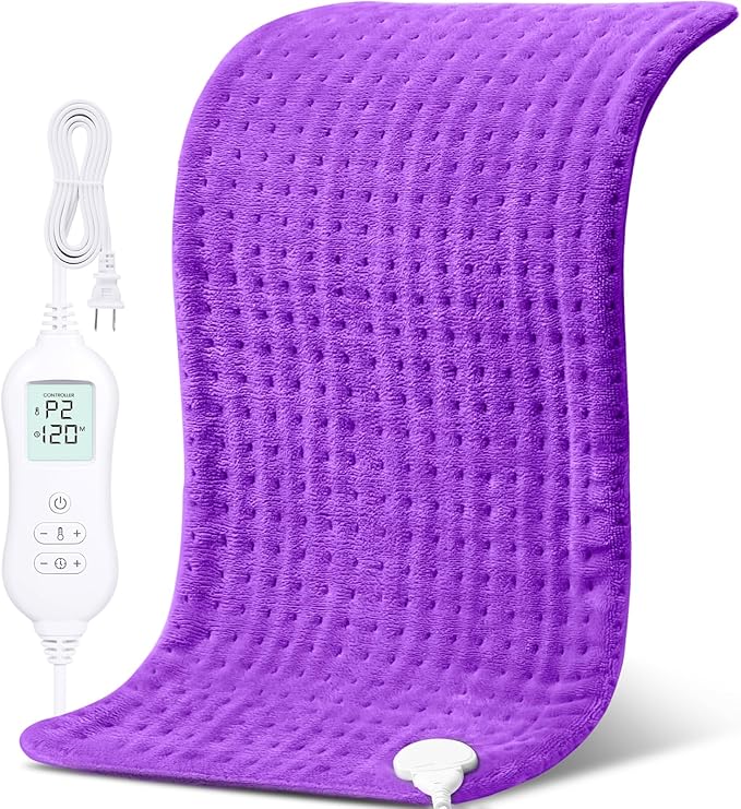 NOWWISH Heating Pad for Back Pain Relief & Period Cramps, 33x17 Inches Large Electric Heating Pad with 10 Heat Settings, Timer & Auto Shut-Off, Machine Washable, Mothers Day Gifts for Mom, Purple