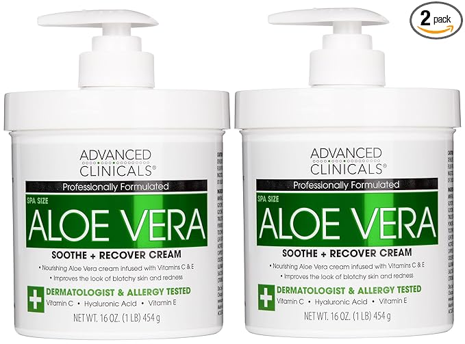 Advanced Clinicals Aloe Vera Lotion Skin Care Relief | Vitamin E Infused Hyaluronic Acid Moisturizer & Vitamin C Body Lotion For Women & Men Helps Improve Look Of Extremely Dry Skin, 16 Ounce, 2-Pack