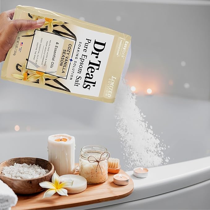 Dr Teal's Epsom Salt Magnesium Soak, Limited Edition Cozy Vanilla Season, 3lbs