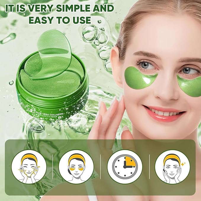 Aloe Vera Eye Mask (120 pcs) - Reduces puffiness and dark circles, firms and improves under-eye skin Under-eye patch for a rejuvenated look and minimises the appearance of fine lines and wrinkles