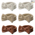 Casoty 6 Pcs Spa Headbands, Hair Holder for Washing Face, Soft Coral Fleece Microfiber Headband, Bow Hair Bands, Beauty Headbands for Face Washing Shower Skin Care Yoga