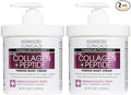 Advanced Clinicals Collagen Peptides Body Lotion & Face Moisturizer | Peptide Infused Collagen Lotion For Women & Men Helps Improve Look Of Crepe Skin, Wrinkles, & Uneven Dry Skin Texture, 2-Pack