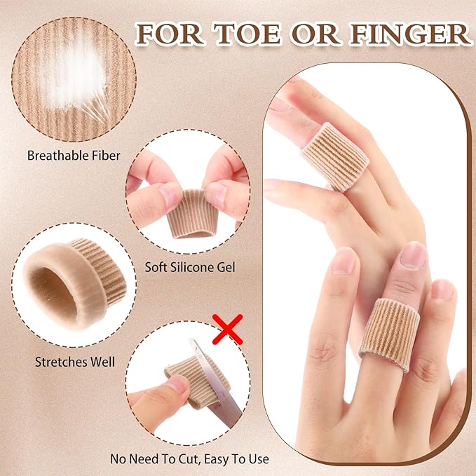 Blulu 24 Pieces Toe Tubes 0.98 Inches Cushion Tube Corn Pads for Toes Sleeves Soft Gel Protectors for Cushions Corns Blisters Calluses 3 Size(Skin Color,Medium Size)