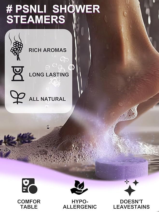 Shower Steamers Aromatherapy Stocking Stuffers 8 Scents, Christmas Gifts for Women Elegant Packaging Birthdays Gifts for Mom, Natural Essential Oil Home Spa Self Care & Relaxing Lavender