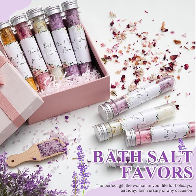 12 Pcs Aromatherapy Bath Salts Test Tube Bath Salts for Women Relaxing Spa Gifts Set for Wedding Christmas Birthday Baptism Party Favors (Floral)
