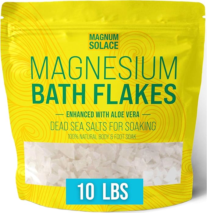 Magnesium Bath Flakes - Dead Sea Salt – Dead Sea Salts for Soaking – Magnesium Flakes for Bath - Enhanced with Aloe Vera (10 Pound)