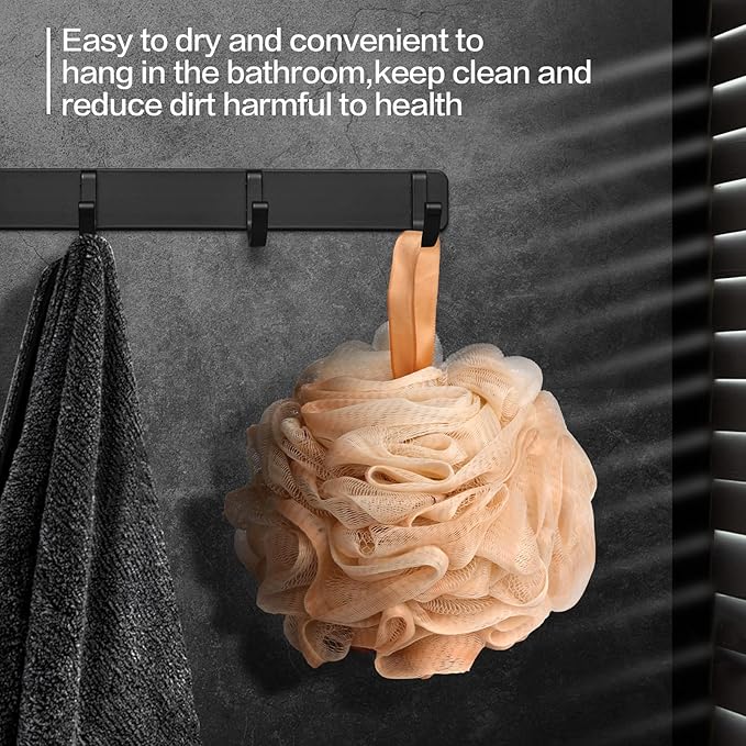 Fishent Loofah Bath Sponge Shower Loofahs, 4 Pack Soft Loofa Exfoliating Body Scrubber Mesh Shower Puff Pouf Ball Luffa for Men and Women(50g/pcs) (Black)