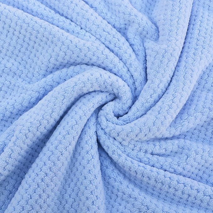 2 Pack Bath Towel Set, Waffle Bath Towel Set, Microfiber Super Soft Highly Absorbent, Sturdy Quick Drying Towels for Bathroom, Gym, Sports, Yoga (2 Piece 27" x 55", 2Blue)