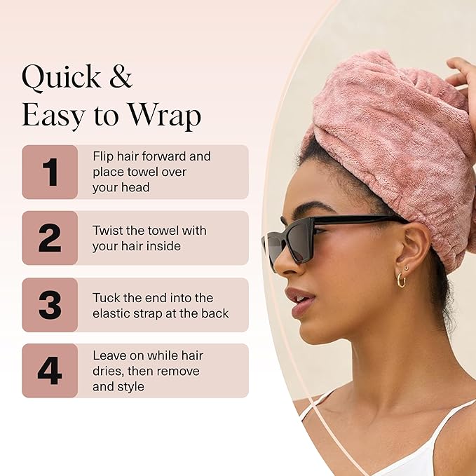 Kitsch Plush Microfiber Hair Towel Wrap for Women – Ultra Absorbent Microfiber Bath Towels for Wet, Curly, Long or Short Hair – Anti-Frizz Hair Wrap, Great Hair Care Gifts for Women