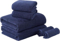 Madison Park Bathroom Towel Set of 6 Diagonal Ribbed, Navy 100% Cotton Quick Dry & Absorbent| 2 Bath 30" x 56"| 2 Hand 18" x 28"| 2 Washcloths 13" x 13"| Zero Twist, 500 GSM, Oeko-TEX