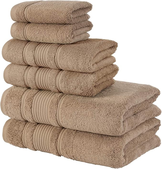 Personalize Your Towels with Custom Embroidery: Names, Monograms, and Initials. Perfect For Kids, Adults, Travel, Gifts, 6-Piece Towel Set; 2 Bath Towels, 2 Hand Towels, and 2 Wash Cloths - Brown