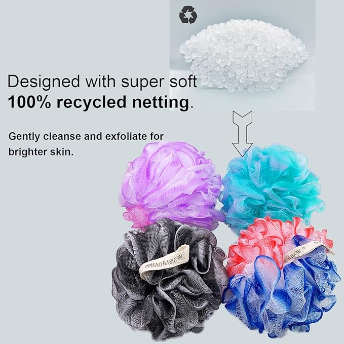 PPHAO - Extra Large Soft Mesh Net Luffa Loofa Loufa Puff - Loofah Sponge - 75g(XXL) - Exfoliating Body Scrubber for Women and Men - Exfoliating Back Scrubber