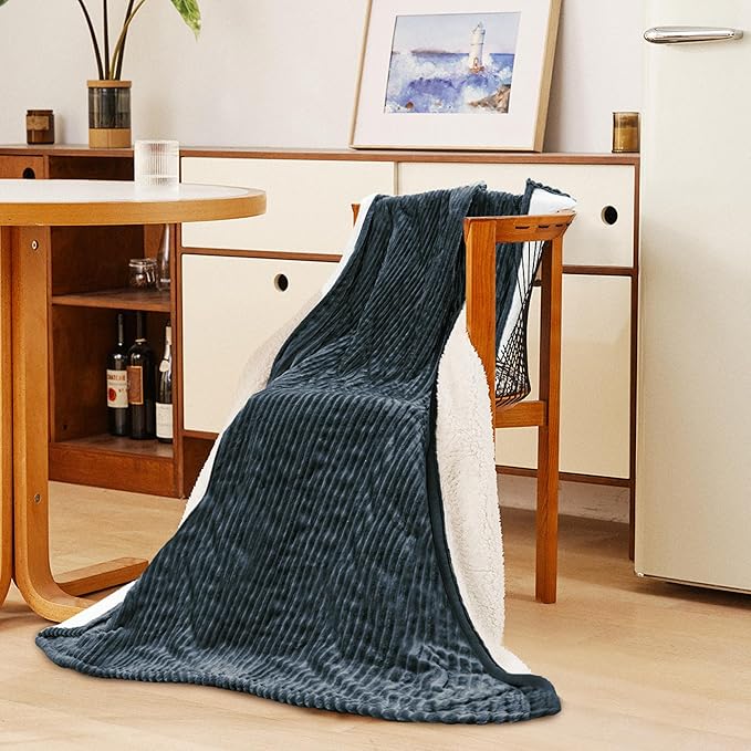 JET'S HOME Heated Blanket 50"x60" - ETL Certified Flannel Electric Throw Machine Washable Heating Blanket with 9 Heating Levels 10 Hours Adjustable Auto-Off (Ash Blue)