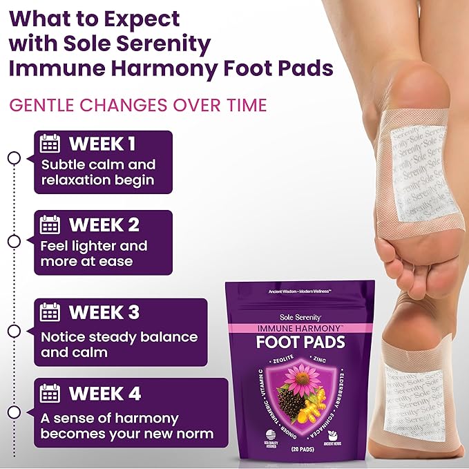 Sole Serenity Foot Pads with Vitamin C, Elderberry, Echinacea, Ginger & Zinc for Men and Women (20 Pads)