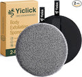 Yiclick Exfoliating Body Scrubber (2 Pack), Body Exfoliator Scrubber, Exfoliating Sponge for Shower Bath, Shower Loofah Luffa Lufa with Handle, Dead Skin Exfoliator for Body Scrub, Men Women