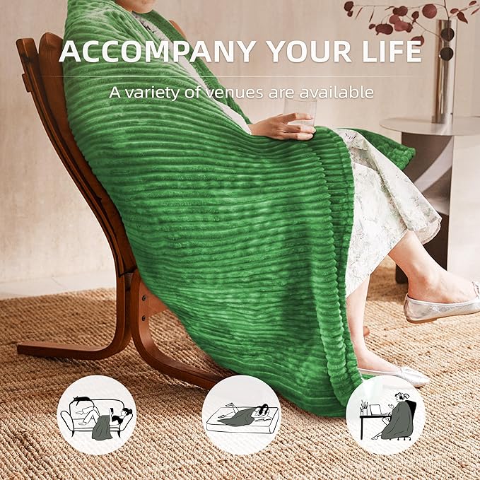 JET'S HOME Heated Blanket 50"x60" - ETL Certified Flannel Electric Blanket Throw Machine Washable Heating Throw with 9 Heating Levels 10 Hours Adjustable Auto-Off (Grove Green)