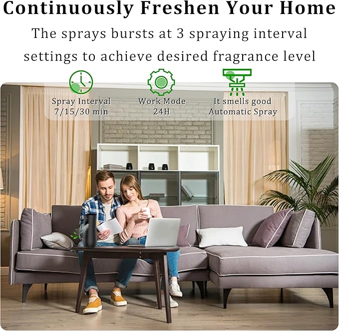 Automatic Air Freshener Spray Dispenser (6-Pack), Free Standing or Wall Mounted Adjustable Aromatherapy Machines for Home, Indoor, Bathrooms, Offices, Hotels and Commercial Places (Black,001)