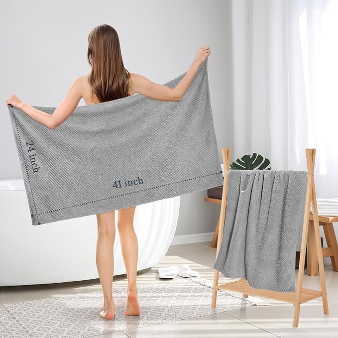 BEoffer 2 Pack Microfiber Hair Towel - 41 x 24 inches Super Soft, Absorbent, Fast Drying Without Frizz Hair Towel Wrap for Women Long, Thick, Curly Hair - Hair Turbans with Elastic Strap