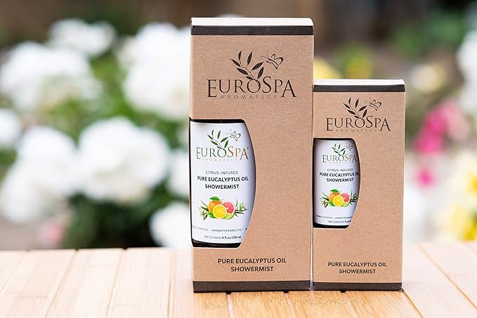 EuroSpa Aromatics Pure Eucalyptus Oil ShowerMist and Steam Room Spray, All-Natural Premium Aromatherapy Essential Oils - Citrus Infused, 2oz
