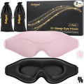 BeHoomi Sleep Mask, 2 Packs Premium Eye Mask for Sleeping, Total Blackout, Superior Soft Comfort, Upgraded 3D Ergonomic Designed Sleeping Mask for Home, Office, Travel, Meditation, Yoga, Black & Pink