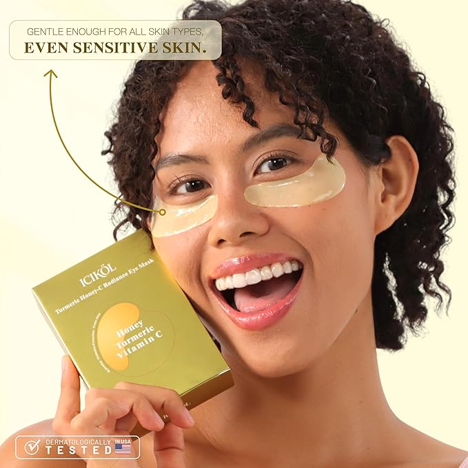 Turmeric Vitamin C Under Eye Patches, Eye Mask for Puffy Eyes and Dark Circles, Deep Hydrating Under Eye Mask Patches for Eye Bags Treatment, Under-eye Skincare for Soothing (12 pairs)