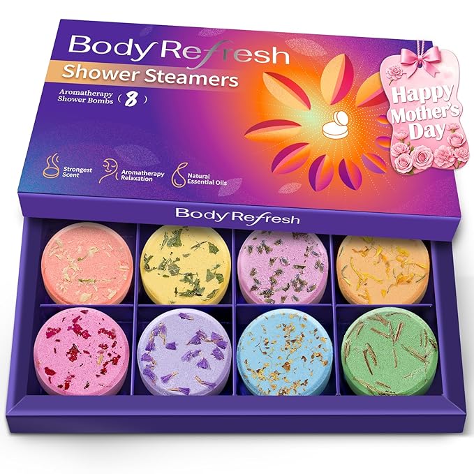 Shower Steamers Aromatherapy - 8 Pack Shower Bombs with Essential Oils, Mothers Day Gifts for Mom Wife, Birthday Gifts for Women Self Care Relaxation Home SPA Stress Relief Teacher Appreciation Gift