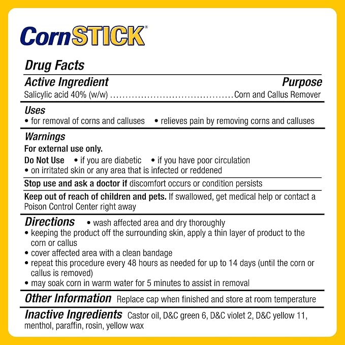 CornStick Maximum Strength Salicylic Acid Solid-Stick Corn and Callus Remover 0.2 Oz