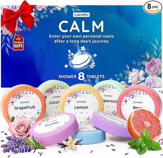 CalmNFiz Shower Steamers Aromatherapy 8 Pack – Gifts for Women, Shower Bombs with Essential Oils, Self Care Relaxation, Easter Basket Stuffers, Birthday Gifts for Mom Wife