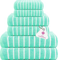 CASA COPENHAGEN Ecstatic 6Pcs 100% Egyptian Cotton Large Designer Towels Gift Set- Peacock Blue, 600GSM, 2Bath 2Hand 2Washcloths, Bath Towels for Bathroom Set for Women & Men