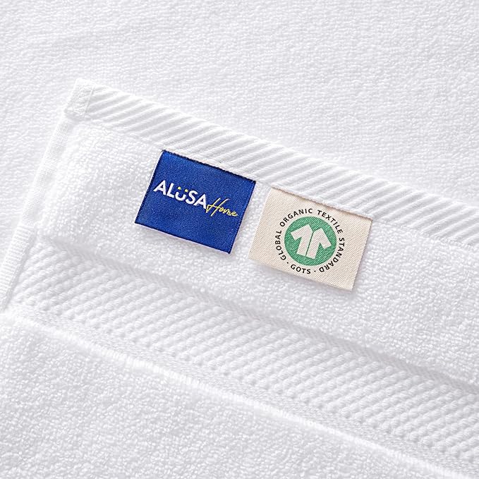 Alusa Home 100% Organic Luxury Bath Sheets - GOTS Certified - Extra Large 35x70 Inches (Pack of 2) Zero-Twist, Long-Staple Cotton Bath Sheet Set (Chambray)