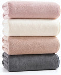 sakano Quick-Drying Microfiber Towel Set - 4-Piece Mixed Color Bath Towel Set, Highly Absorbent, Lint Free Design for Bath, Beach, and Gym -Pink+White+Khaki+Dark Gray, 28 x 55 inches