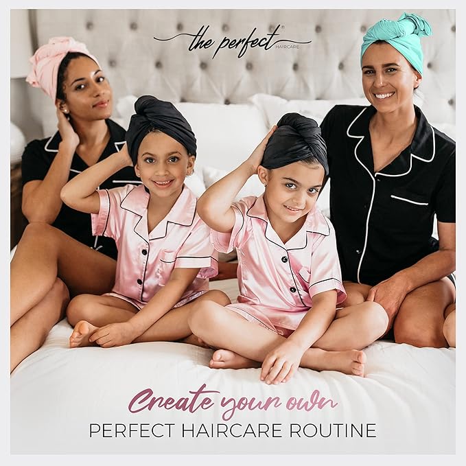 Microfiber Hair Towel Wrap with Wet & Dry Detangling Brush – Fast Drying Anti-Frizz Hair Drying Turban for Curly, Wavy and Straight Hair – Gentle Absorbent Hair Care for Women, Girls and Kids