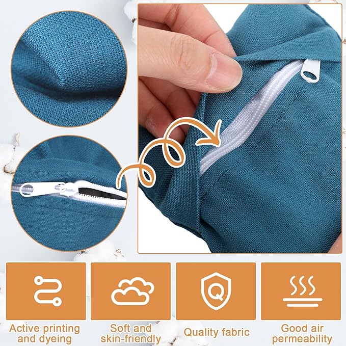 SmoothNovelty 6 Pack Washable Cotton Eye Pillow Case Removable Unscented Zippered Eye Pillow Cover 9.06 x 4.53 Inches for Yoga Relaxation Sleeping Meditation Spa Migraine Relief Massage Accessories