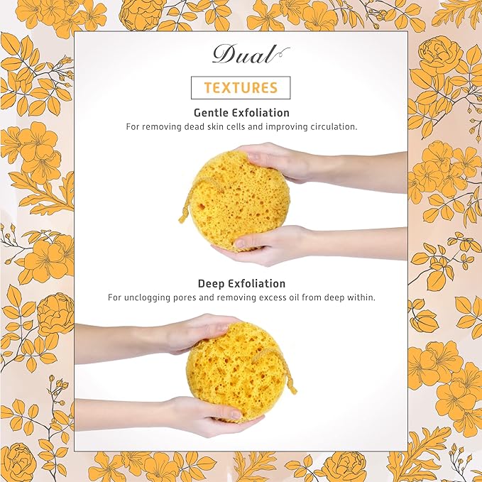Spongentle Loofah Sponge for Shower and Bathing, Bath Sponge with Dual Texture, Shower Pouf for Gentle and Deep Exfoliation, Large Size Body Scrubber for Men & Women, PU Foam, 37% More Lather, 3 Pack