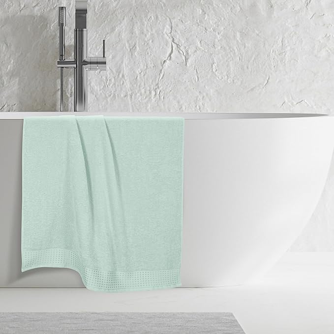 GLAMBURG 100% Cotton Oversized 2 Pack Bath Sheets 35x70, Ultra Soft Highly Absorbant Compact Quickdry & Lightweight Large Bath Sheet Set, Ideal for Gym Travel Camp Pool - Sea Green