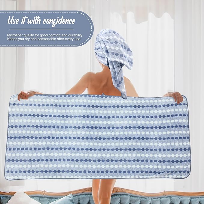 SmoothNovelty 16 Pack Microfiber Bath Towels Bulk 27'' x 60'' Oversized Size Bath Towel Highly Absorbent Extra Large Soft Drying for Beach Shower Summer Salon Sport Gym Party (Cone,Blue)